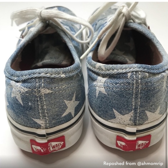 Kids Light Blue Vans with White Stars - Size 4 (Fits Women's Size 5.5) - Picture 3 of 4